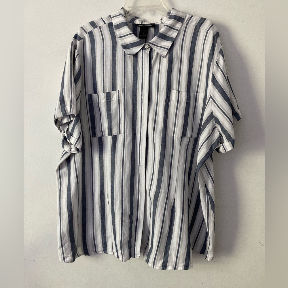 Ashley Stewart Striped Button Up Blouse, Size 24